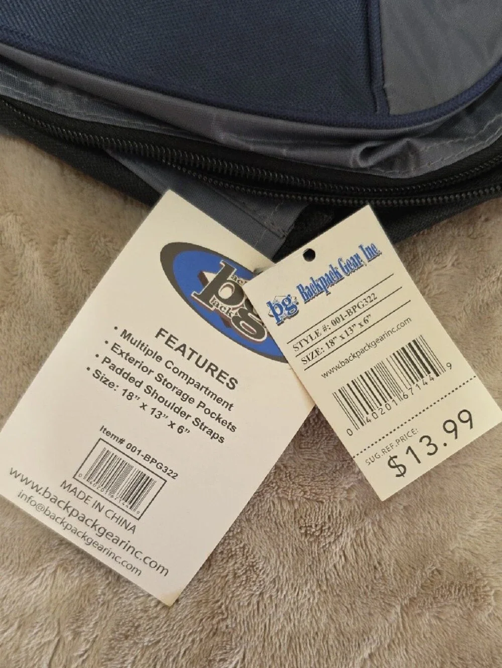 Navy and Gray Backpack - Everyday Travel Bag